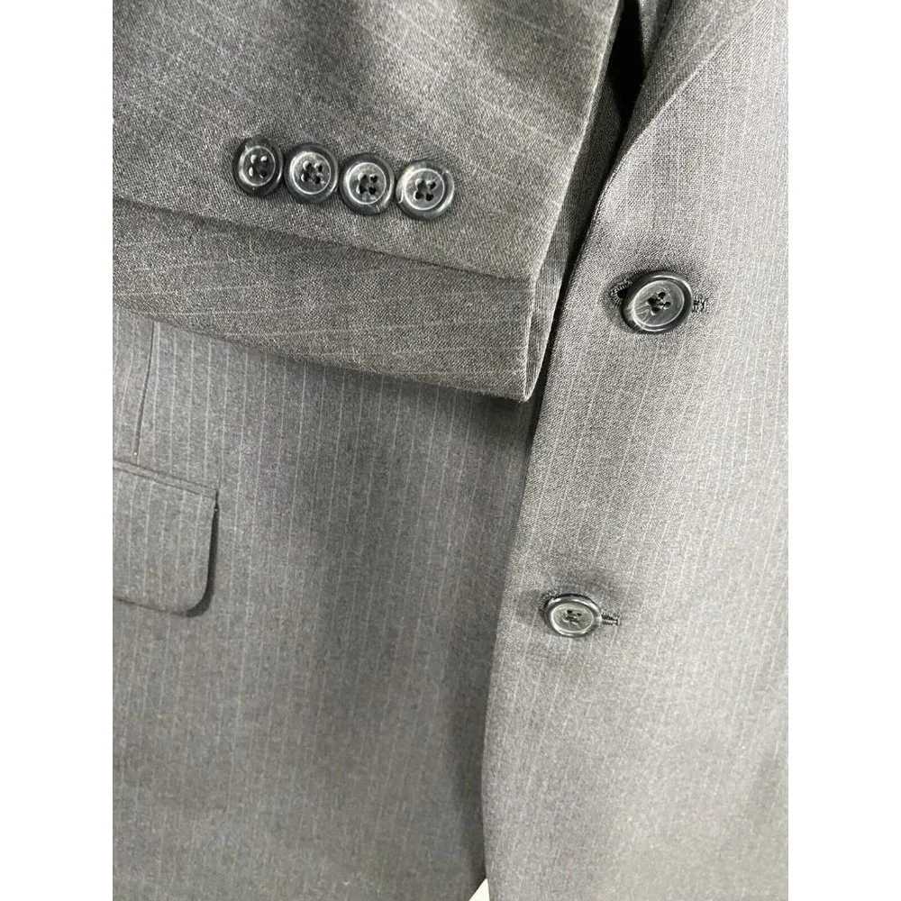 VTG Hand Made Elia Levi Gray Pin Striped 2 Button Blazer Jacket 44 *